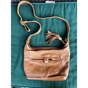 Vintage Tignanello Crossbody Brown Leather Handbag Adjustable Strap Purse